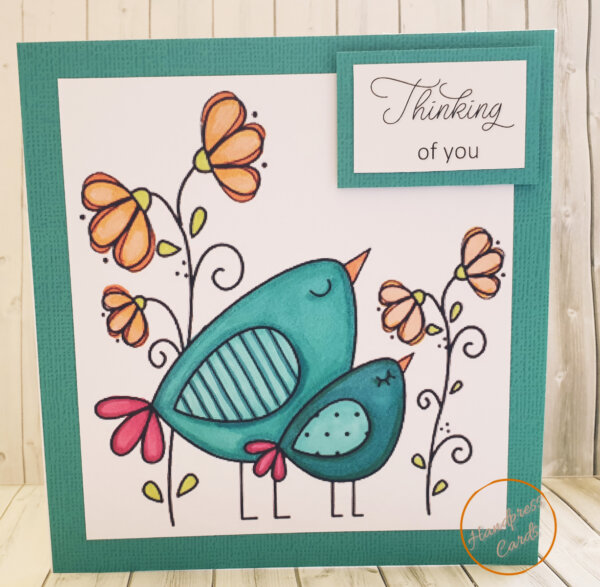 Thinking of you with little birds greeting card